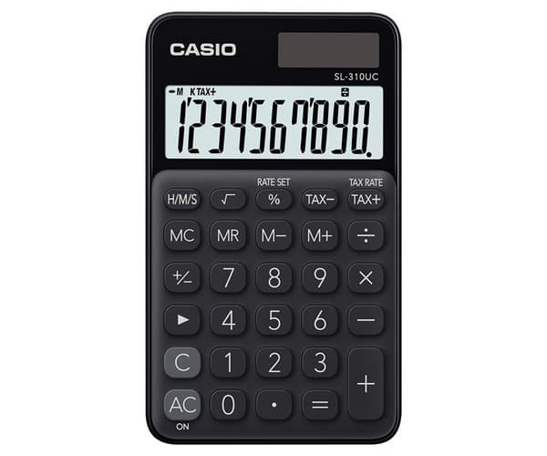 CASIO Lomme SL-310UC-BK SORT, 10 CIFFER DISPLAY Sort