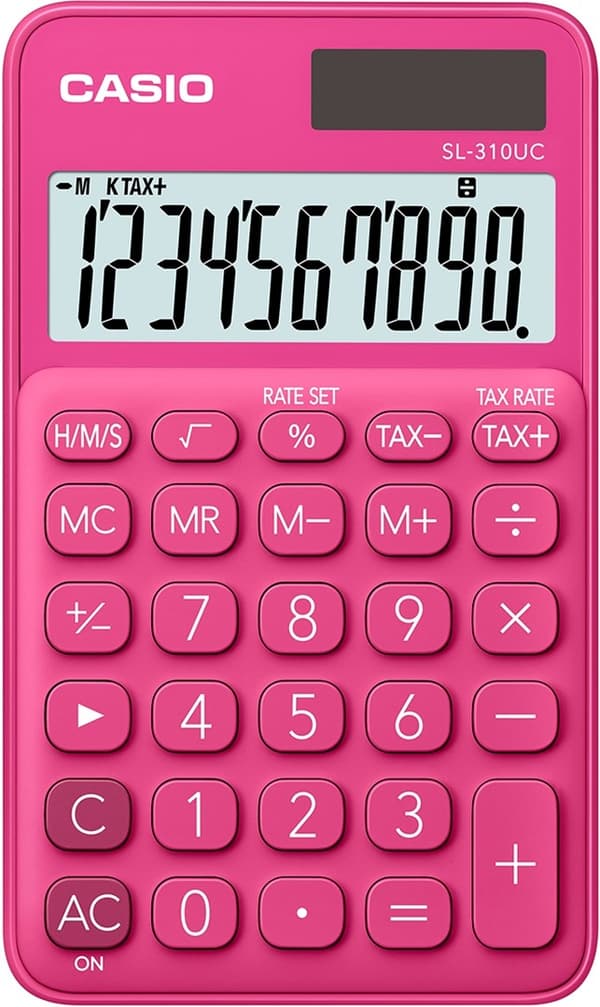 CASIO Lomme SL-310UC-RD RØD, 10 CIFFER DISPLAY Rød