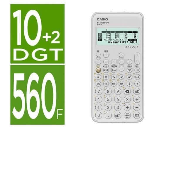Fickräknare - Casio - Fx-570spclasswiz - Vetenskaplig - Batteridriven - Vit färg Vit