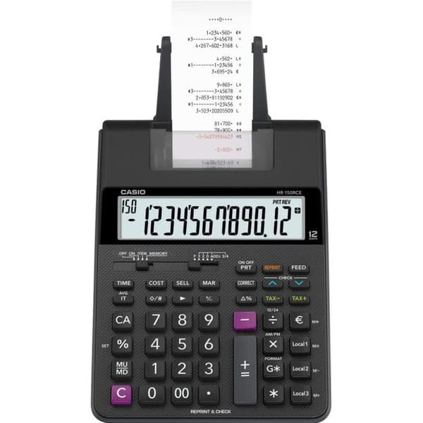 Skrivarräknare - CASIO - HR150 RCE - Svart - LCD-skärm - Batteridriven
