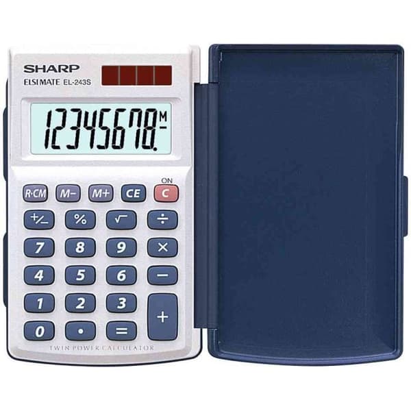 Miniräknare EL-243 S, solel/batteri... Silver