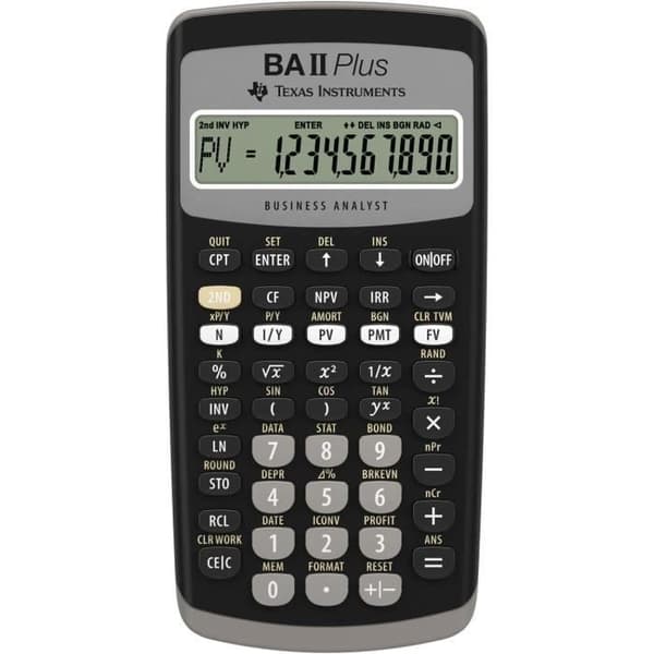 Finansieringsräknare - BA II Plus™ - Svart - 10 siffrors display - Batteri - Funktion IRR/NPV