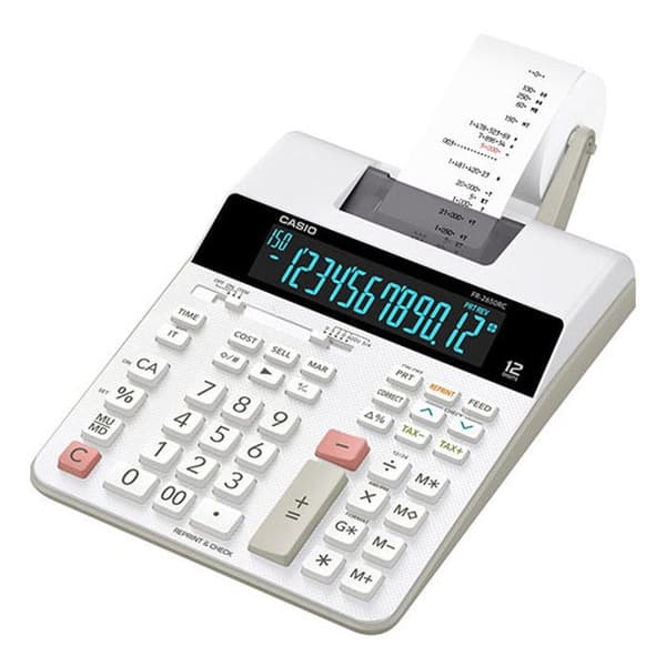 Skrivarräknare - CASIO - FR-2650RC-W-EH - 12-siffrig skärm - Svart färg - Skrivare Svart, Vit