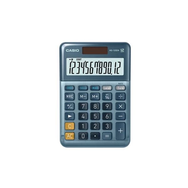 Skrivbordskalkylator - Casio - MS-120-EM - LCD-skärm 12 siffror - Valutaomvandling franc/euro - Blå Blå
