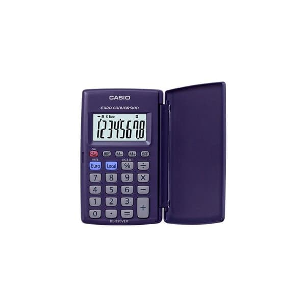 Pocket calculator - Casio - HL-820VER - 8 digit display - Battery powered - Purple Blå