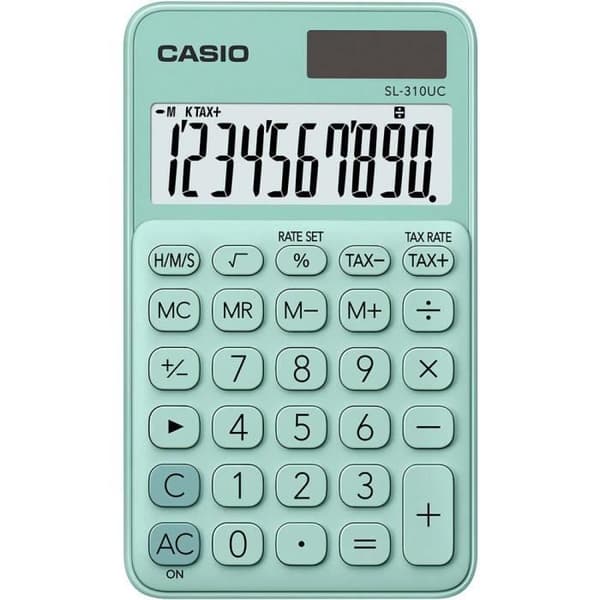 Pocket Calculator - Casio - SL-310UC-GN - Grön - 10 Display - Solarladdad och med batteri(s) Grön