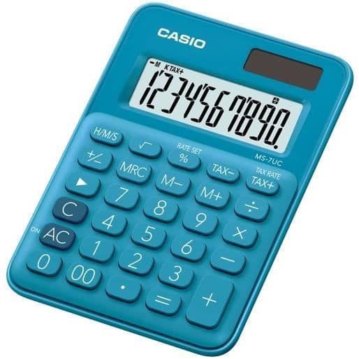 Kontorsräknare - Casio - MS 7UC - Blå - Batteridriven - 2 års garanti