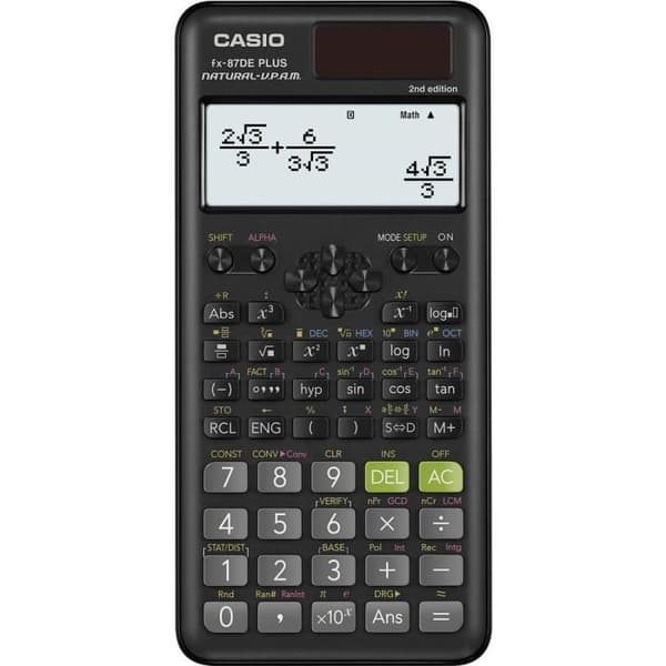 Vetenskaplig miniräknare - Casio - FX-87DEPLUS-2 - 12-raders solskärm - Svart - Naturlig visning Svart