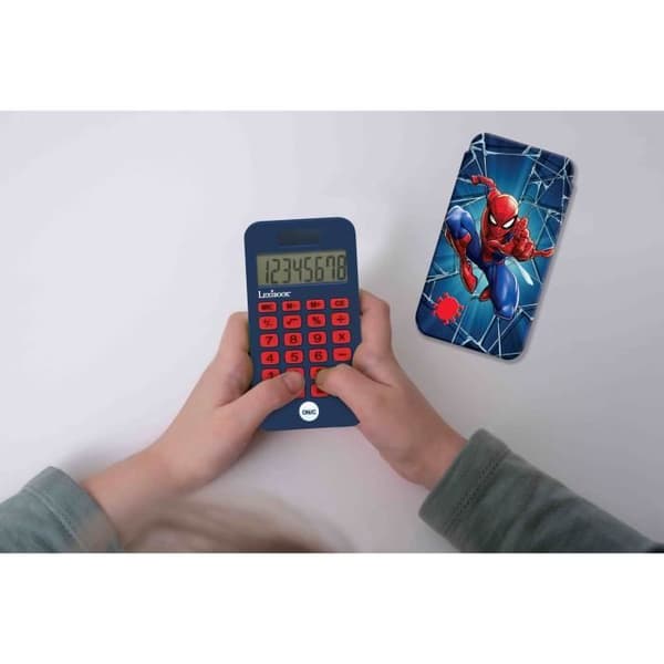 Fickräknare - SpiderMan - 8 siffror - Solskyddsmedel - Dubbel strömförsörjning - Flerfärgad