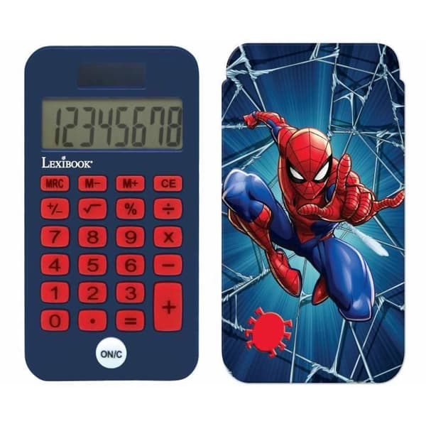 Fickräknare - SpiderMan - 8 siffror - Solskyddsmedel - Dubbel strömförsörjning - Flerfärgad