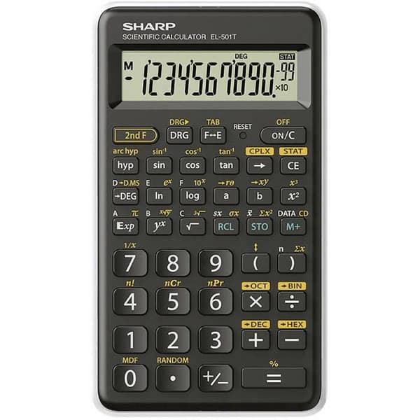 Plånboksräknare - SHARP - EL-501 T EL501TBWH - 12 siffrors skärm - Vit färg - Batteri Svart, Vit