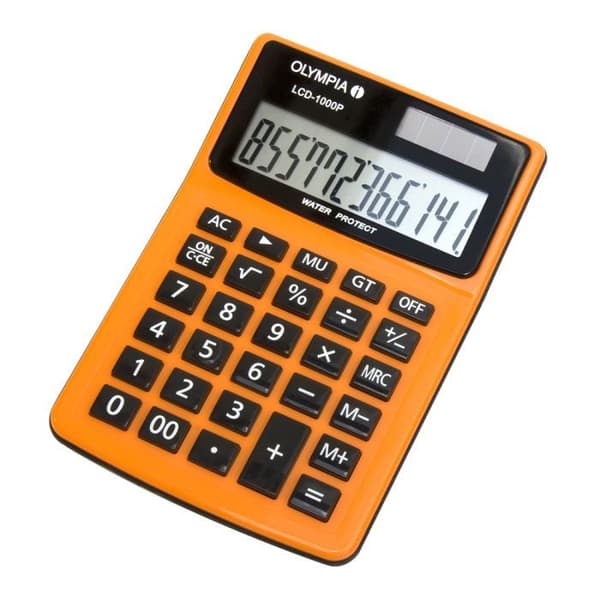 Fickräknare - OLYMPIA - LCD1000P - IP54 - Vattentät - LCD - Orange Svart, Orange