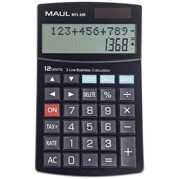 Maul MTL 600 Skrivbordsräknare svart Display: 12 batteridrivna, solenergi Svart