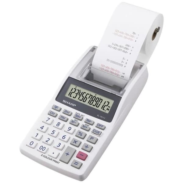 Sharp EL-1611 V Utskriftsräknare vit Display: 12 batteridrivna, nätdrivna (B x H x D) 99 x 42 x 191 mm Grå, Vit