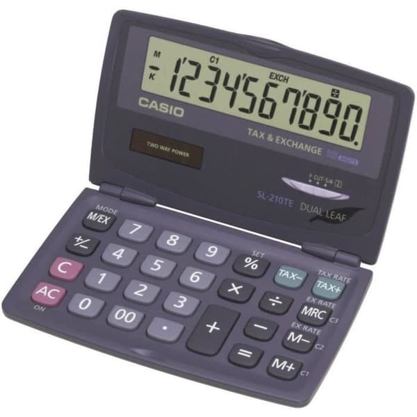 Casio SL-210TE Fickräknare antracit Display: 10 solceller, batteridriven (B x H x D) 120 x 12,5 x 73 mm