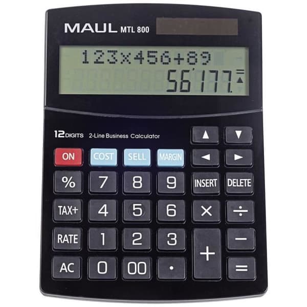 Maul MTL 800 Skrivbordsräknare svart Display: 12 batteridrivna, solenergi Svart