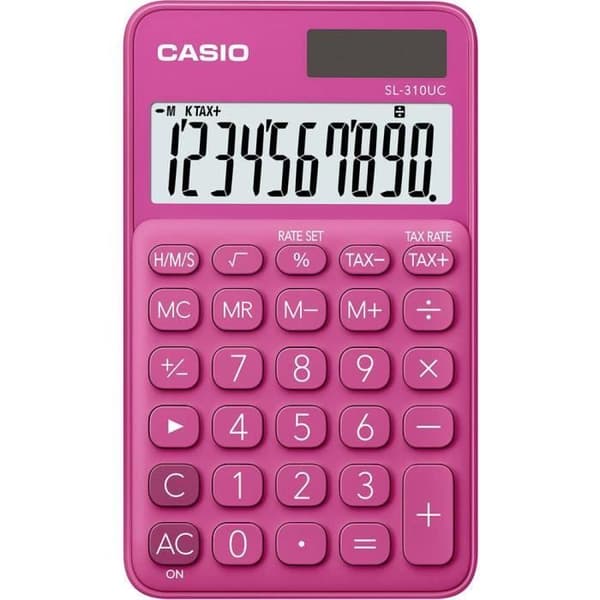 Fickräknare - Casio - SL-310UC-RD - Röd - Solskärm - Kompakt 70x8x118mm