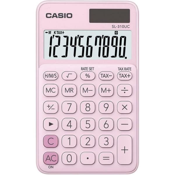 Fickräknare - Casio - SL-310UC-PK - Rosa - Solcellsdisplay - Kompakt 70x8x118mm Rosa