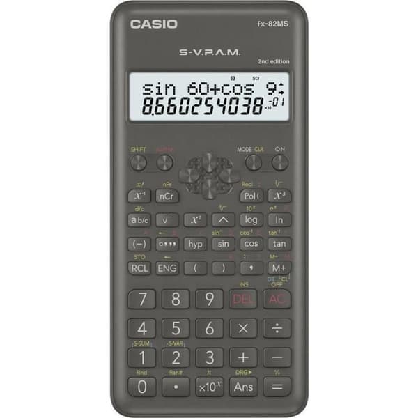 Skolräknare - Casio - FX-82MS-2 - Svart - 2-raders display - Batteridriven Svart