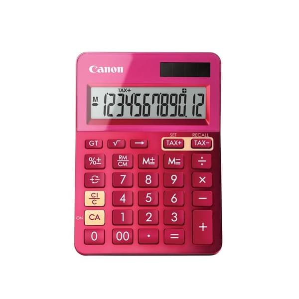 CANON LS-123K skrivbordsräknare - 12 siffror - Solpanel, batteri - Metallisk rosa