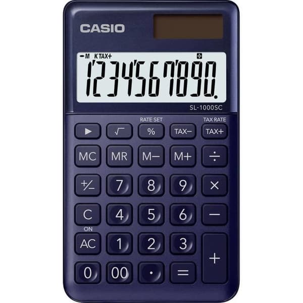Casio SL-1000SC-NY Fickräknare marin Display: 10 solenergi, batteridriven (B x H x D) 71 x 9 x 120 mm Blå