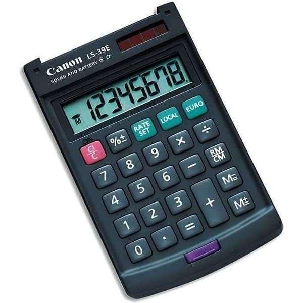 CANON Fickräknare LS-39E - 8 siffror - Solpanel, batteri - Mörkgrå
