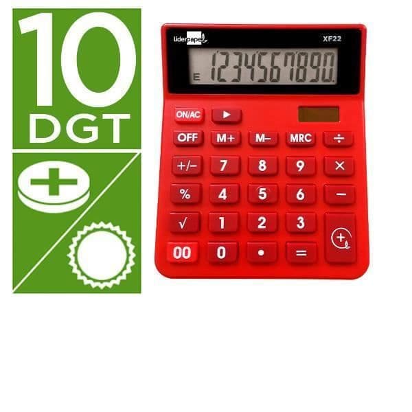 KONTORSPRODUKTER / MATERIEL, Miniräknare, Fickräknare, Liderpapel Calc Sobxf22 10d S+p Roj 127x105 Egenskaper