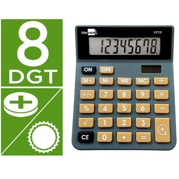 KONTORSPRODUKTER / MATERIEL, Miniräknare, Fickräknare, Liderpapel Calc Sobxf18 8d S+pgray 127x105x Egenskaper