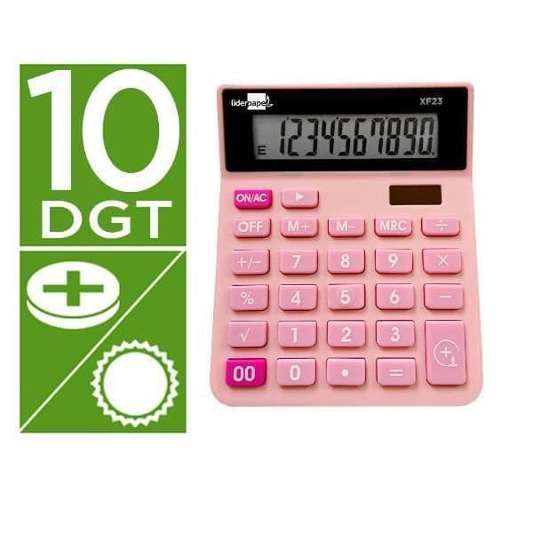 KONTORSPRODUKTER / MATERIEL, Miniräknare, Fickräknare, Liderpapel Calc Sobxf23 10d Sp Rosa 127x105 Egenskaper