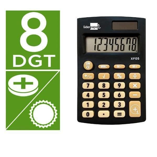 KONTORSPRODUKTER / MATERIEL, Miniräknare, Fickräknare, Liderpapel Calc Bolxf05 8d S+p Neg 98x62x8 Egenskaper Svart
