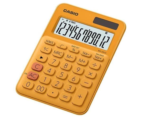 Casio skrivbordskalkylator med 12 siffror orange ms-20uc