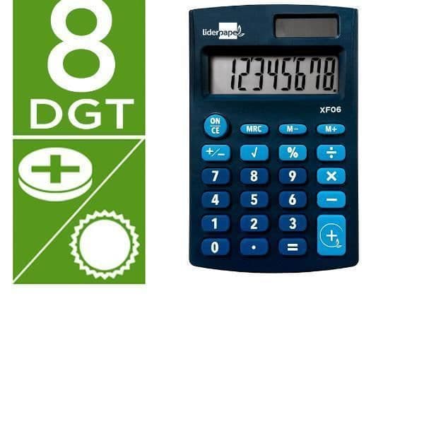 KONTORSPRODUKTER / MATERIEL, Miniräknare, Fickräknare, Liderpapel Calc Bolxf06 8d S+p Az 98x62x8 Egenskaper Blå