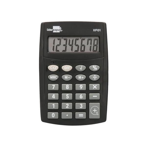 Liderpapel xf01 8-siffrig fickkalkylator med batteri 99x64x9 mm svart färg