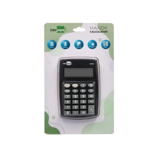 Liderpapel xf01 8-siffrig fickkalkylator med batteri 99x64x9 mm svart färg