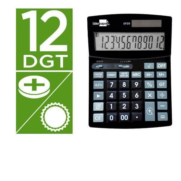 KONTORSPRODUKTER / MATERIEL, Miniräknare, Fickräknare, Liderpapel Calc Sobxf29 12d S+p Neg 190x140 Egenskaper