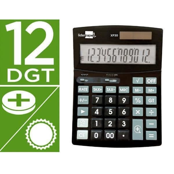 KONTORSPRODUKTER / MATERIEL, Miniräknare, Fickräknare, Liderpapel Calc Sobxf30 12d T S+pne 190x140 Egenskaper