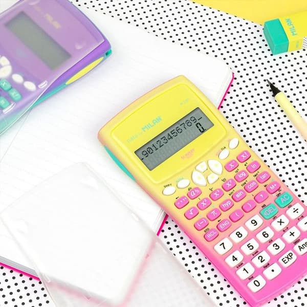 Vetenskaplig kalkylator - MILAN - M240 - Rosa/gul gradientfärg - Batteridriven - Ergonomisk