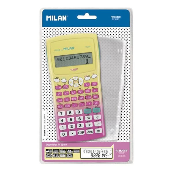 Vetenskaplig kalkylator - MILAN - M240 - Rosa/gul gradientfärg - Batteridriven - Ergonomisk