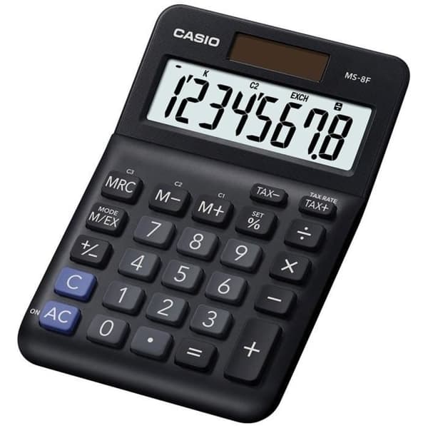 Casio MS-8F Skrivbordsräknare svart Display: 8 batteridriven, solcellsdriven (B x H x D) 101 x 148,5 x 27,6 mm Svart