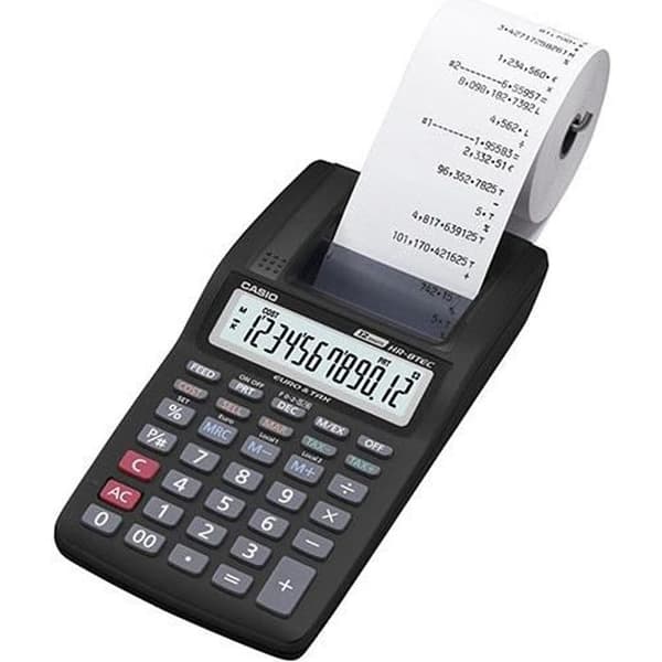 Bärbar skrivarräknare - CASIO - HR-8 RCE - Svart - 12-siffrig LCD - 0,445 kg