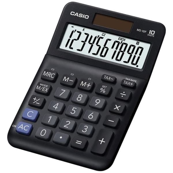 Casio MS-10F Skrivbordsräknare svart Display: 10 batteridriven, solcellsdriven (B x H x D) 101 x 148,5 x 27,6 mm Svart