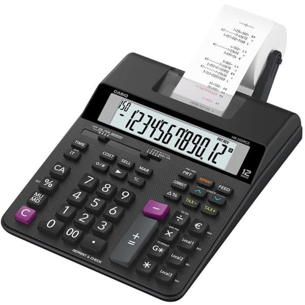 Skrivarräknare - CASIO - HR200 RCE - Svart - LCD-skärm - Batteridriven