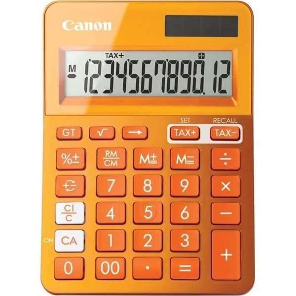Kontorsräknare - CANON LS-123K - 12 siffror - Solpanel och batteri - Metallic orange