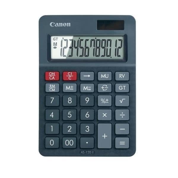 Skrivbordsräknare - CANON - AS-120 II HB - LCD - Svart - Batteri Svart