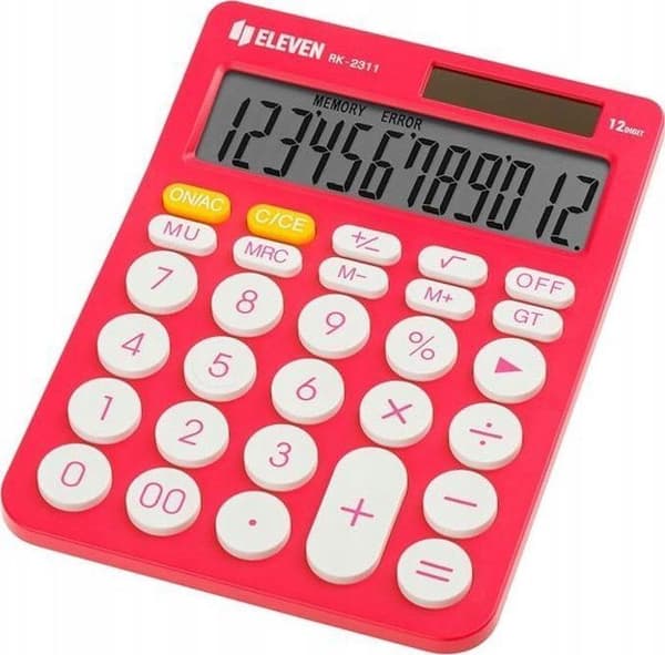 Kalkylator Eleven Kalkylator Skrivbordskalkylator, rosa, vita runda knappar, RK2311PK