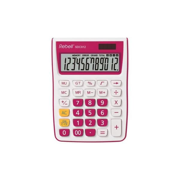 Kalkylator - REBELL - sdc912pk - 12 siffror - Rosa - Dual Funktionalitet