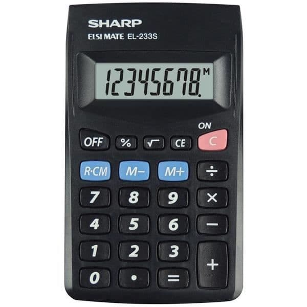 Sharp EL-233S fickräknare Grundräknare Svart skickas av Digital Bay Svart
