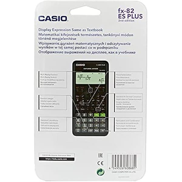 Casio FX-82ES Plus-2 vetenskaplig kalkylator - 252 funktioner - Svart