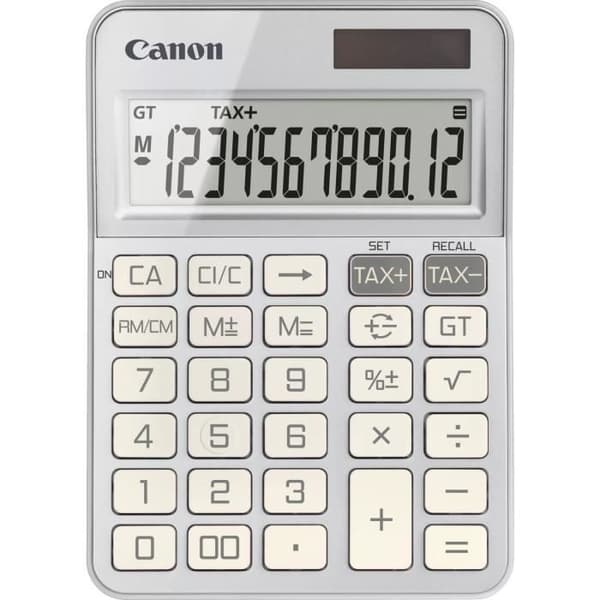 Räknare - CANON - KS 125KB - Pastellgrå - 12 siffror - Stor, lättläst skärm Silver