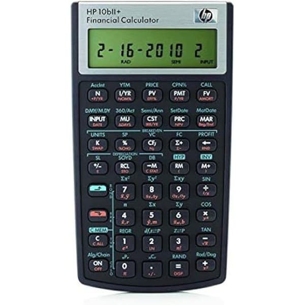 Finansiell räknare - HP - HP10bII+ - LCD-skärm - Batteri - Svart